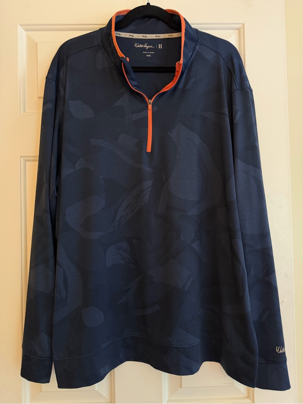 Walter Hagen Navy Sport Performance 11 1/4 zip Pullover w/OrangeTrim UPF 50+